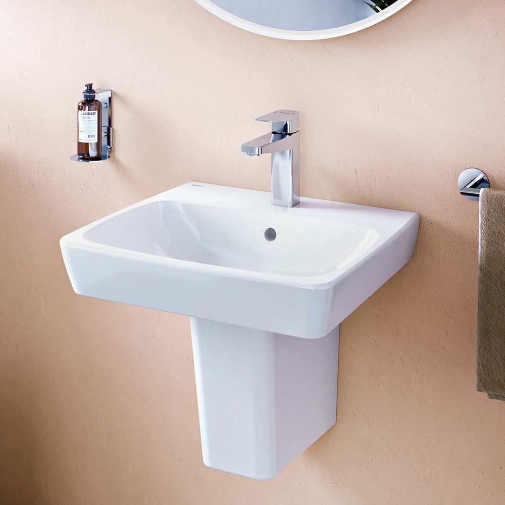 VitrA Wall Mounted Wash Basin 60(W)x46D) cm Incl. Bottle Trap - Glossy White