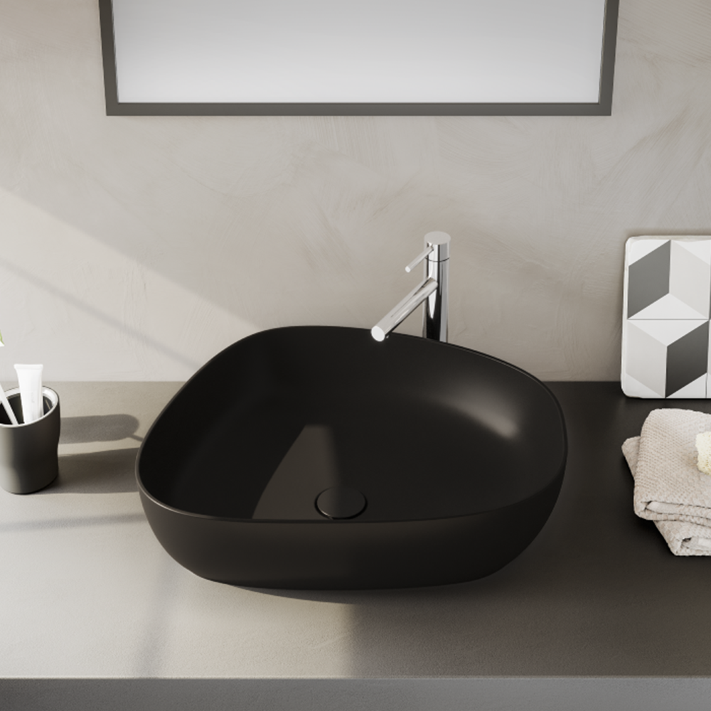 VitrA CounterTop Wash Basin 56(W)x44(D) cm Incl. Waste Set - Matt Black
