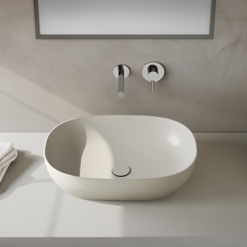 VitrA CounterTop Wash Basin 59(W)x40.5(D) cm Incl. Waste Set - Matt Taupe