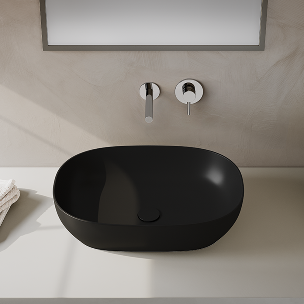 VitrA CounterTop Wash Basin 59(W)x40.5(D) cm Incl. Waste Set - Matt Black