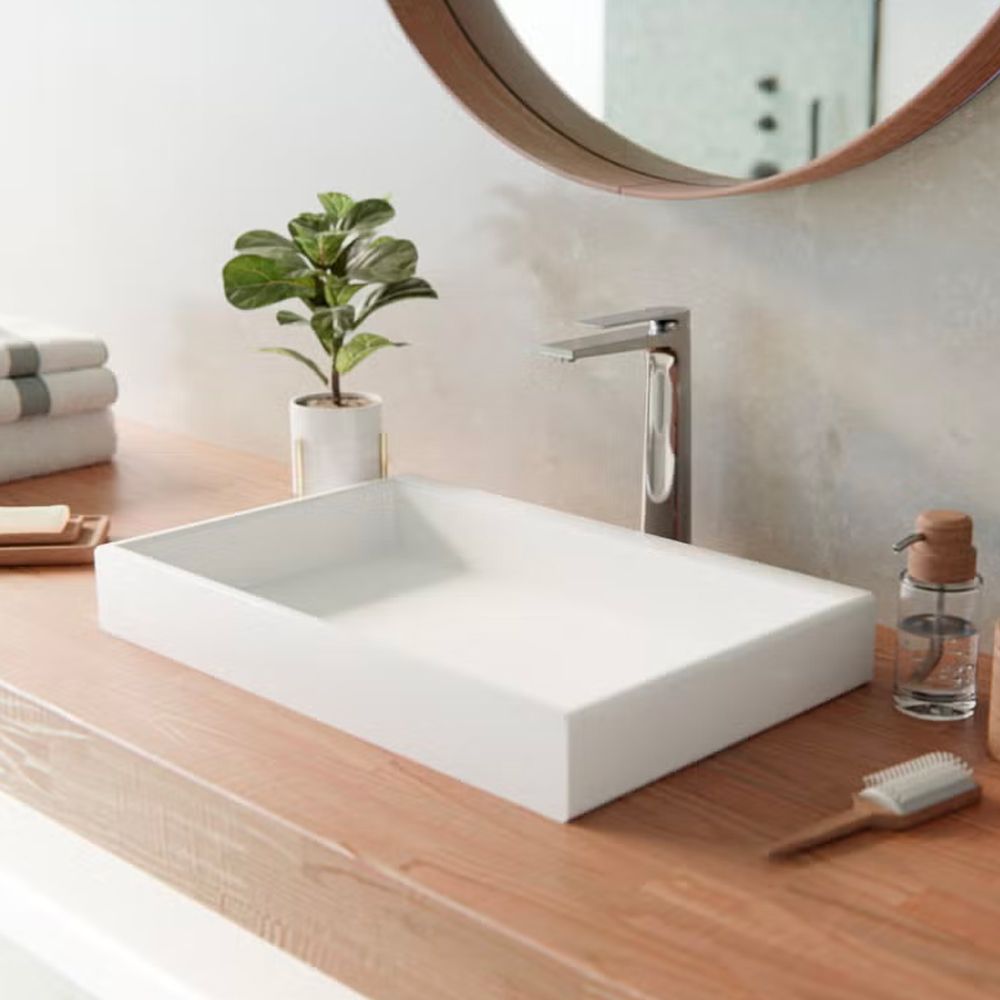 VitrA CounterTop Wash Basin 60.5(W)x38.5(D) cm Incl. Bottle Trap - Glossy White 