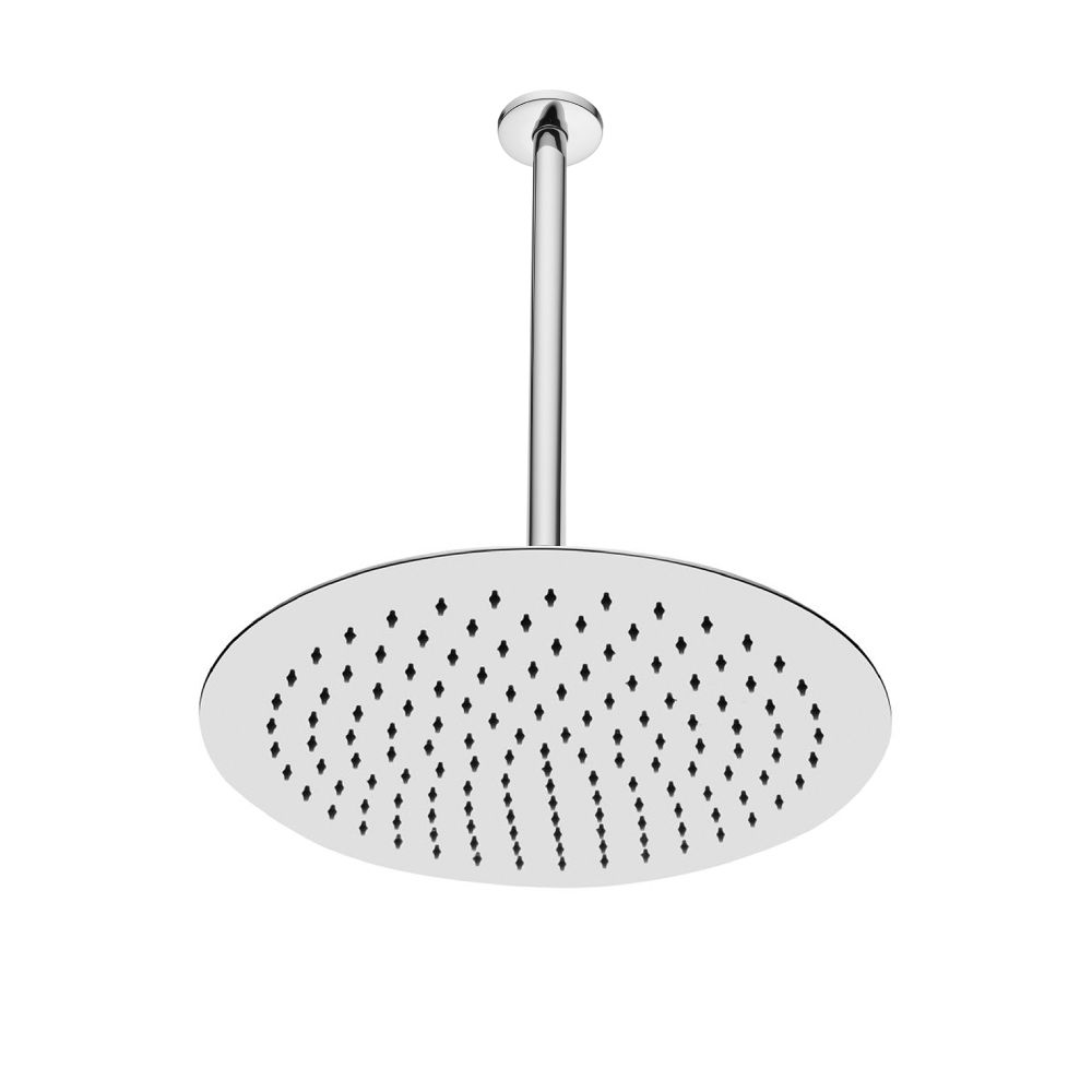VitrA Metal Ceiling Mounted Round Rain Head Shower With Arm 40cm Ø - Chrome
