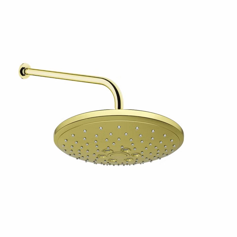 VitrA Plastic Wall Mounted Round Rain Head Shower With Arm 25cm Ø - Shiny Gold