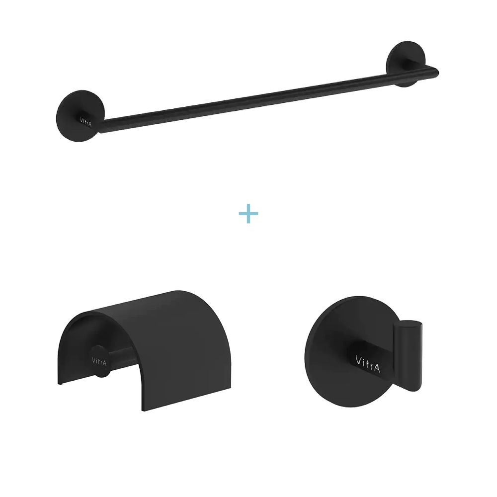 VitrA 3-Piece Bathroom Accessory Set - Matt Black