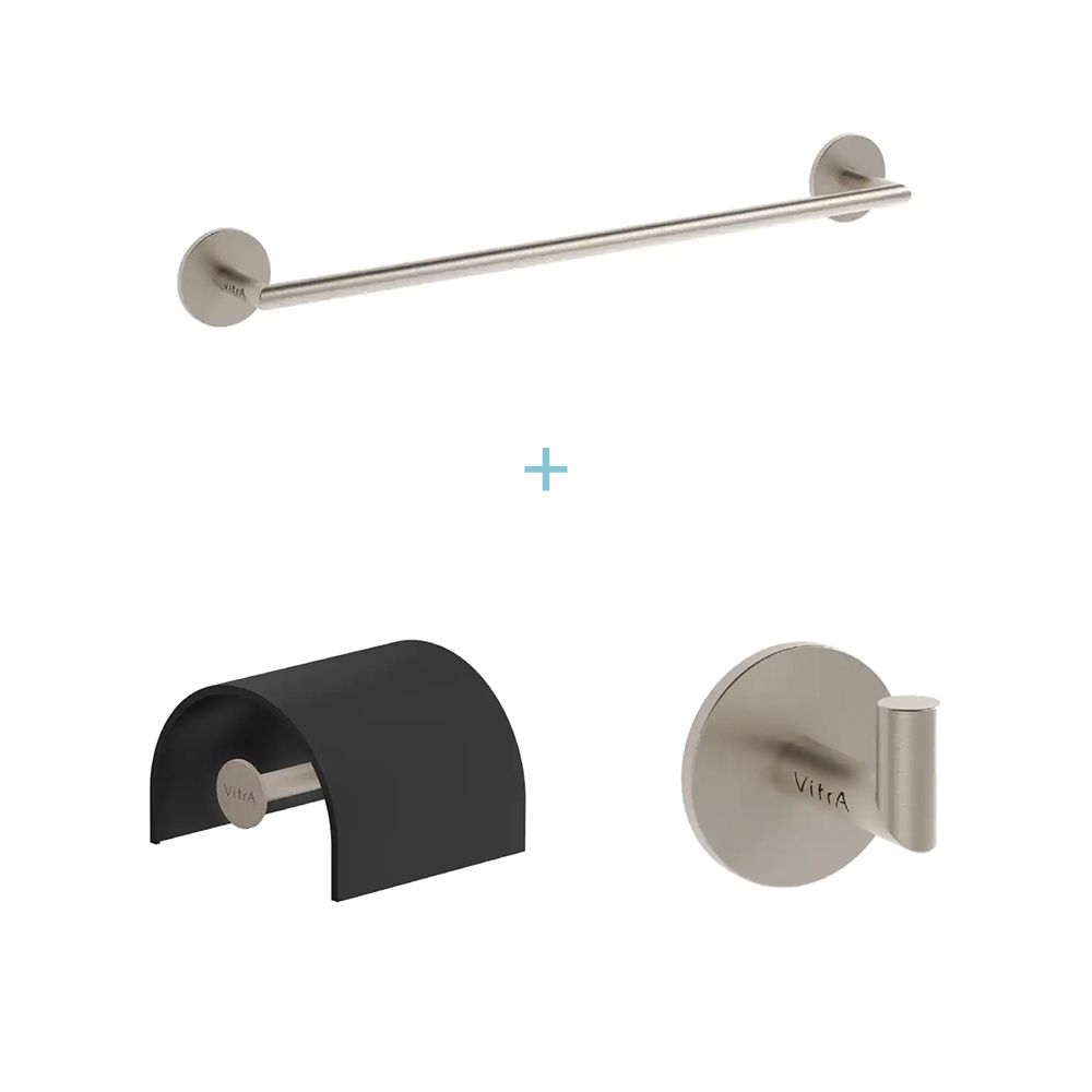 VitrA 3-Piece Bathroom Accessory Set - Brushed Nickel