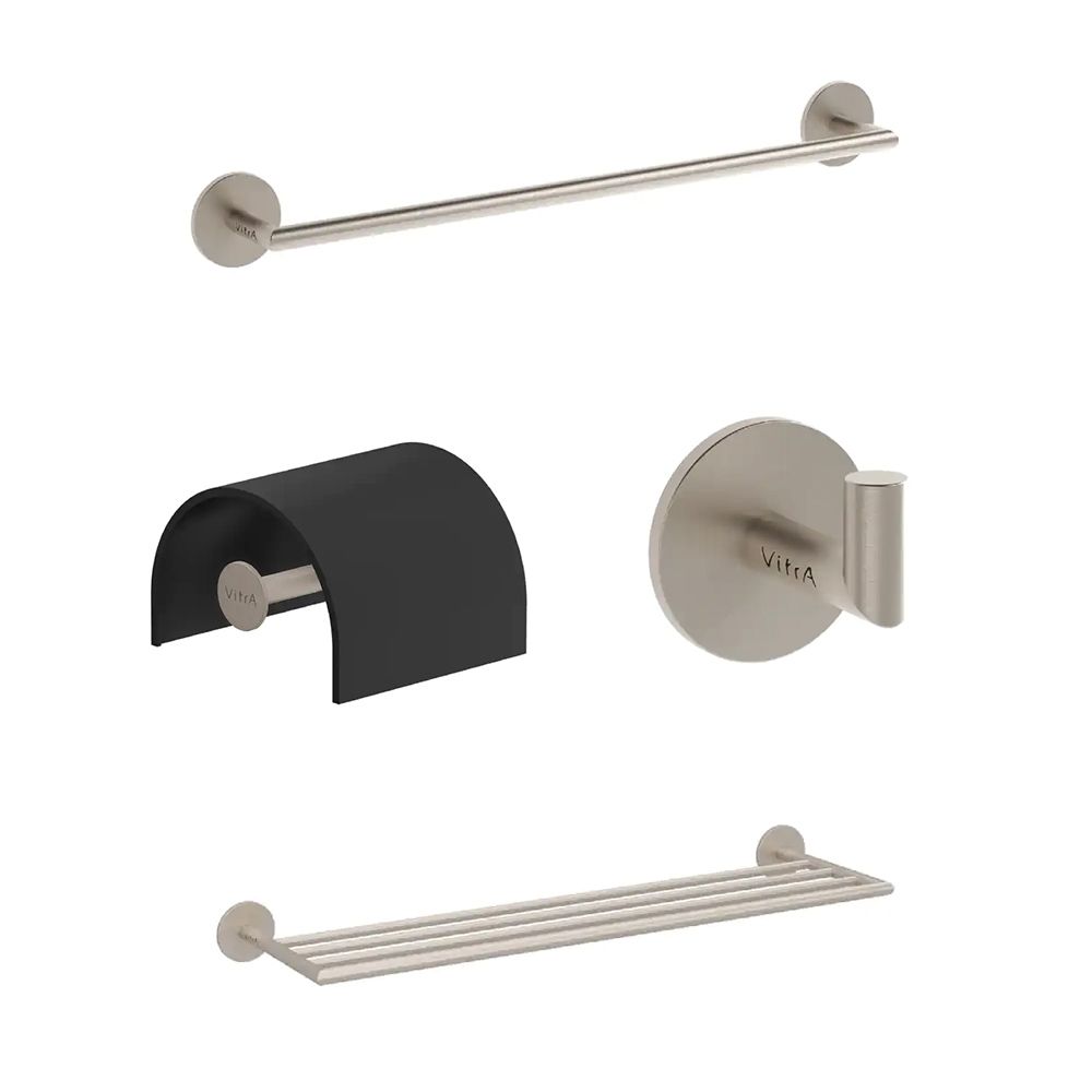 VitrA 4-Piece Bathroom Accessory Set - Brushed Nickel